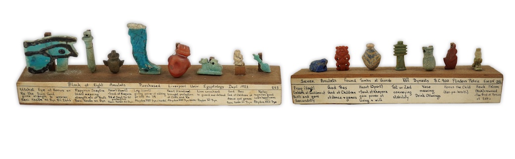 A collection of Ancient Egyptian hardstone and turquoise glazed faience amulets